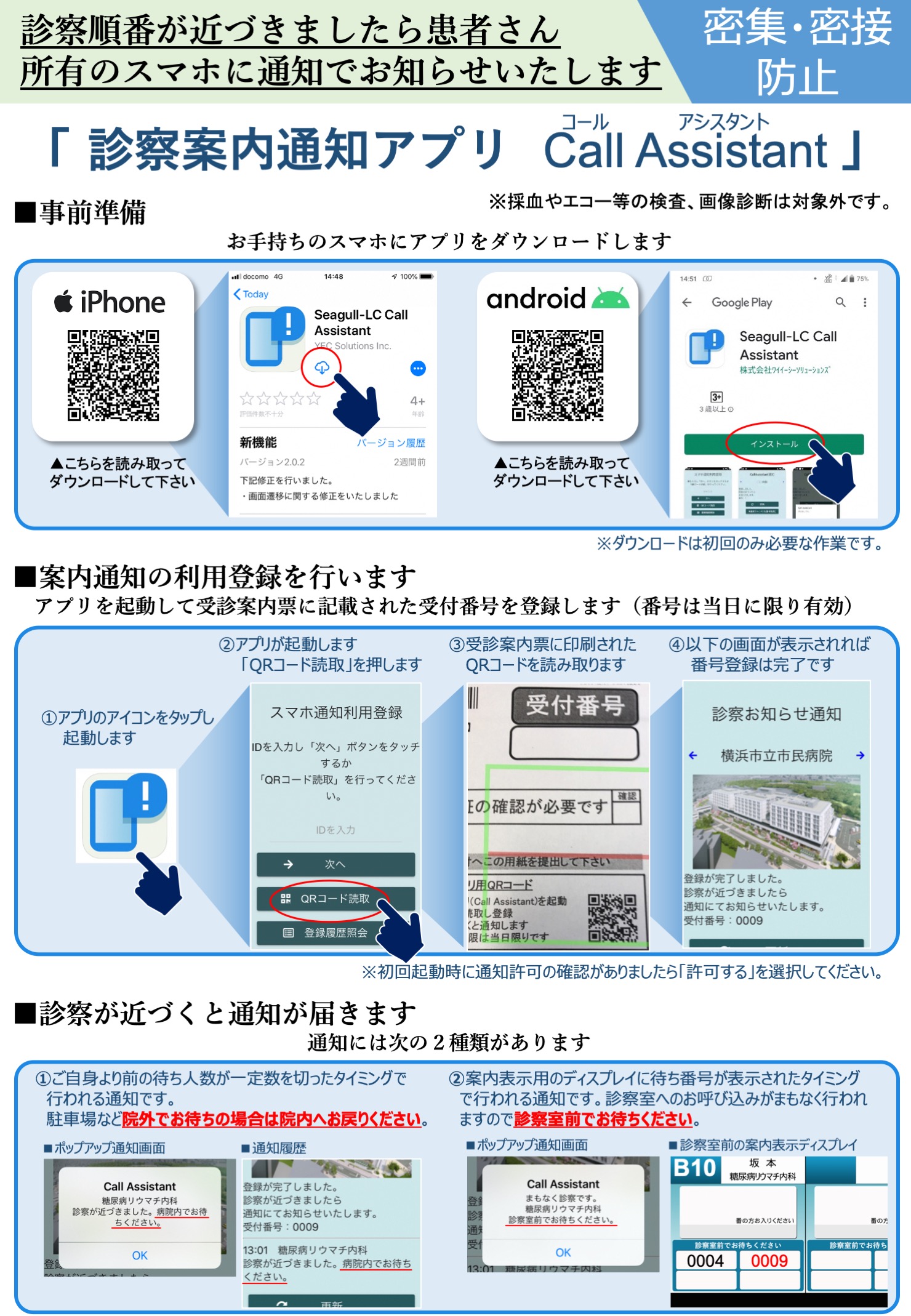 診察案内通知アプリの使用方法