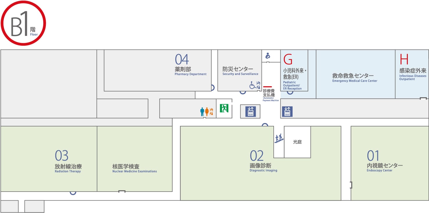 地下1階のフロアマップ